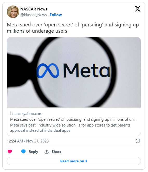 美国41州起诉Meta剥削青少年：诱发多巴胺