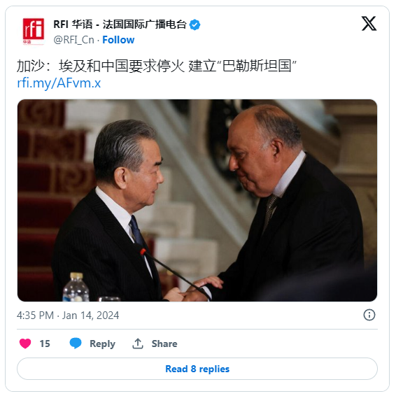 埃及和中国要求停火 建立“巴勒斯坦国”
