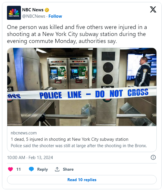 青少年起口角！纽约地铁爆枪击1死5伤 枪手仍在逃