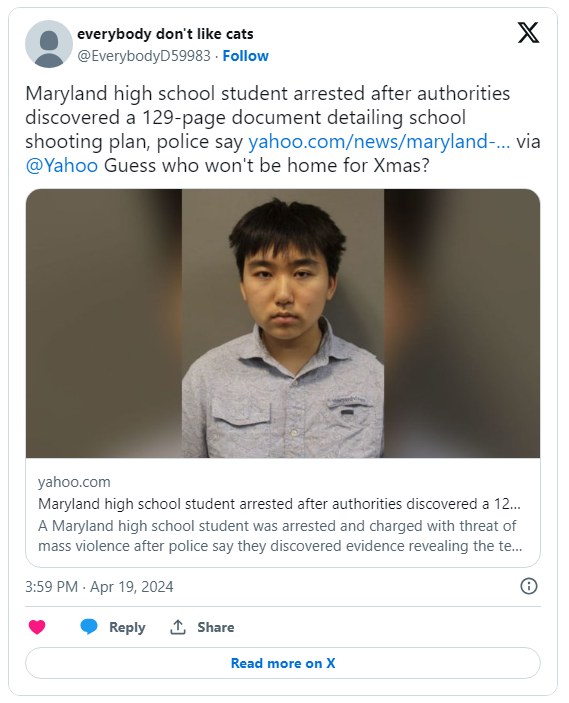 华裔高中生写100多页枪击计划！以小学为目标…